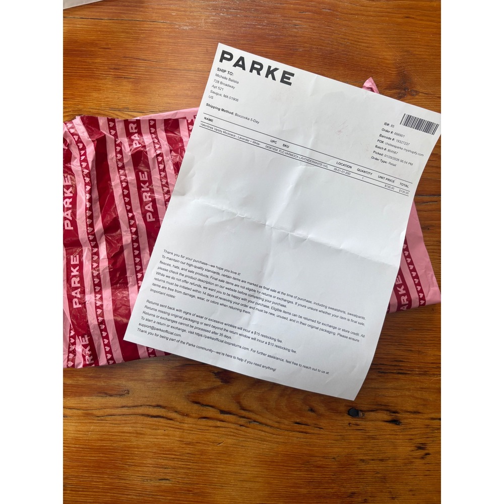 PARKE Valentines Varsity Mockneck- Lavender + White XXL New in Bag Heart Limited - Picture 12 of 16